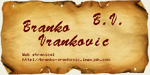 Branko Vranković vizit kartica
